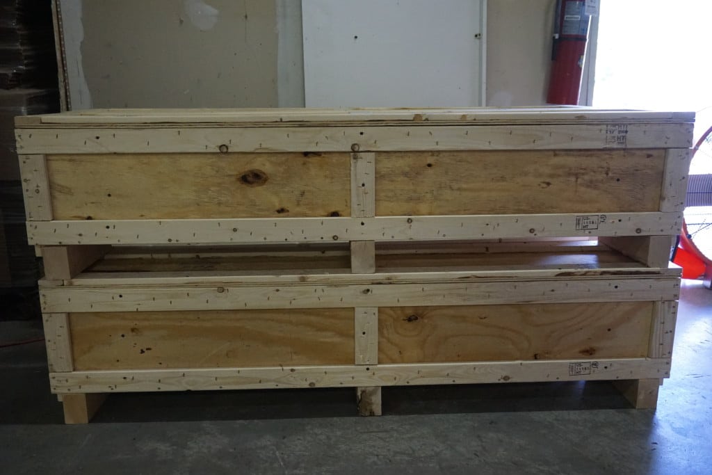 Long wood shipping crates built in the Maypak shop